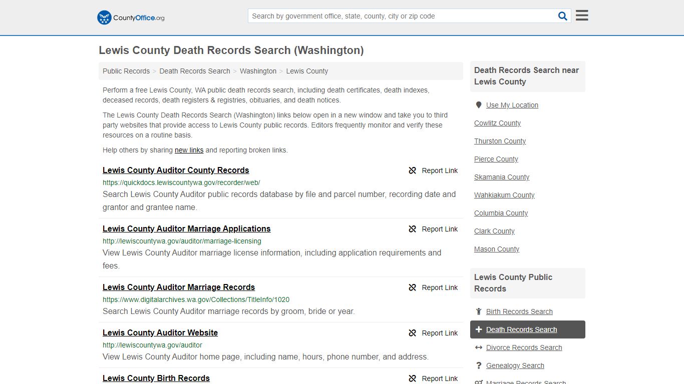 Death Records Search - Lewis County, WA (Death ...
