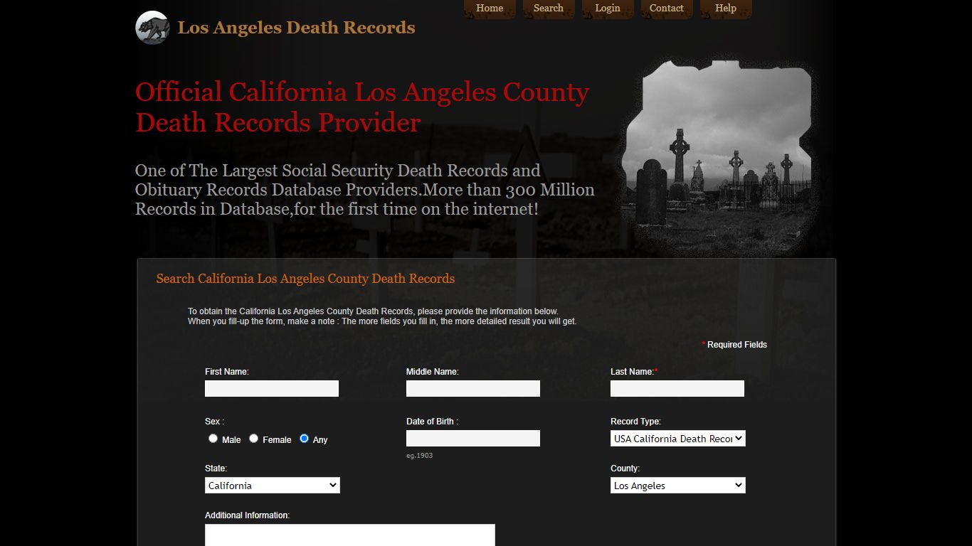 Los Angeles County Death Records. Public Records ...